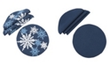 Manor Luxe Magical Snowflakes Crewel Embroidered Christmas Placemats 16" Round, Set of 4